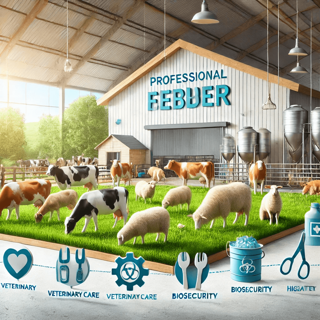 A professional farm setting showcasing healthy and vibrant livestock in a well-maintained environment.